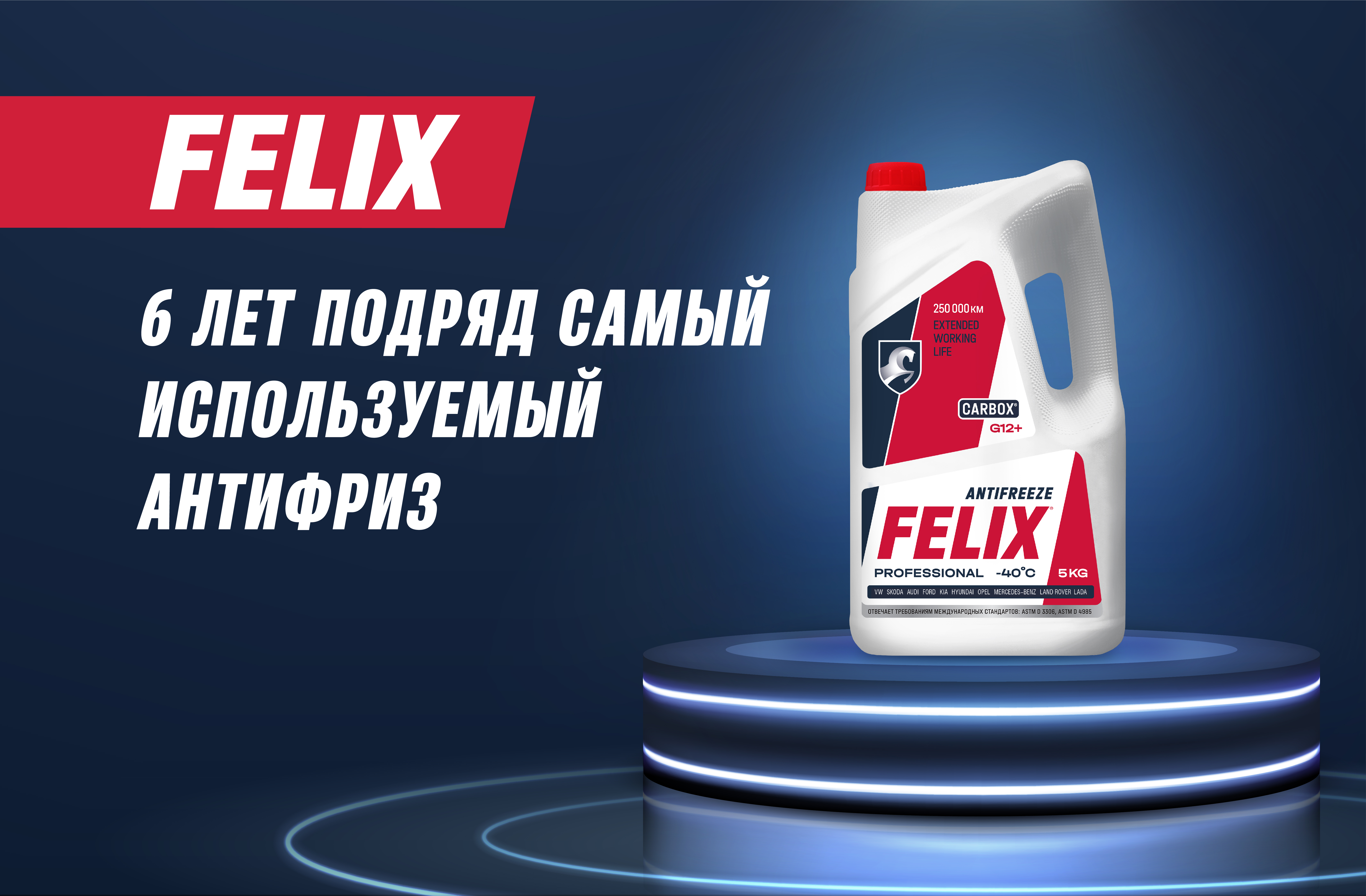 FELIX – самый используемый антифриз в России на протяжении 6 лет подряд!